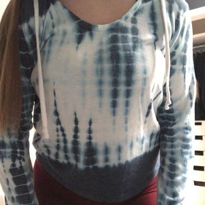 Blue + white tie dye hoodie